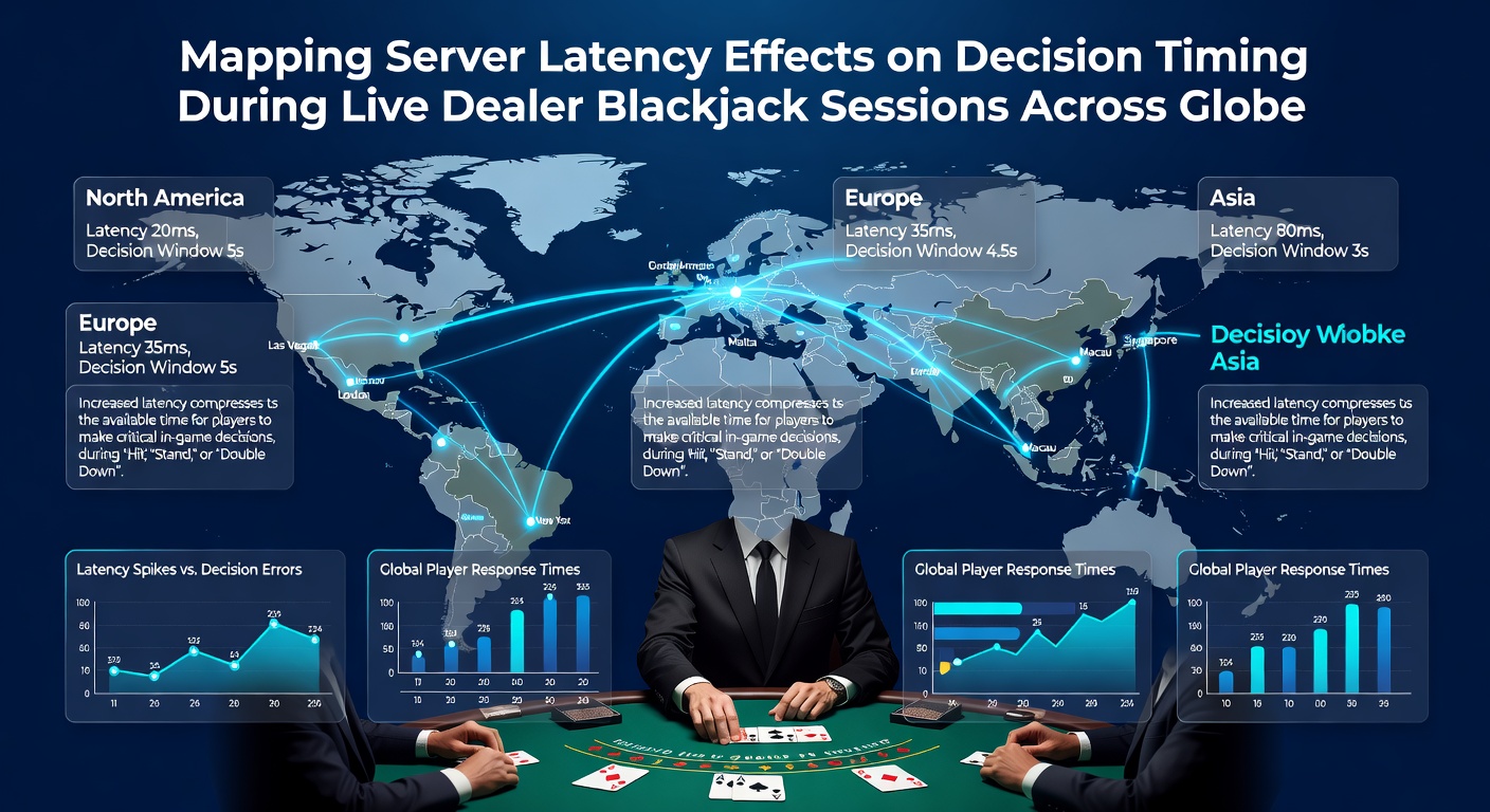 Heatmap visualization of average latency measured from different continents during live blackjack sessions