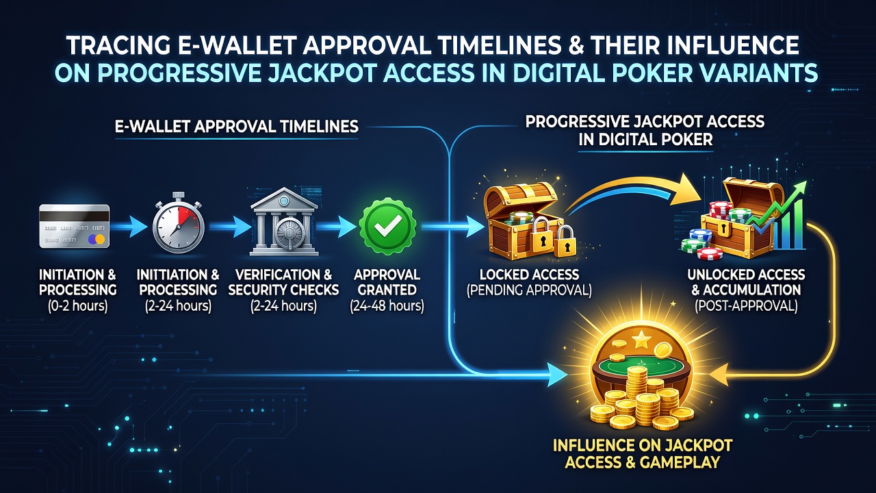 Digital poker interface showing e-wallet transaction status alongside progressive jackpot meters
